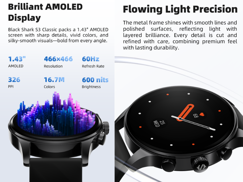 1.43'' AMOLED Crystal Clear Display
